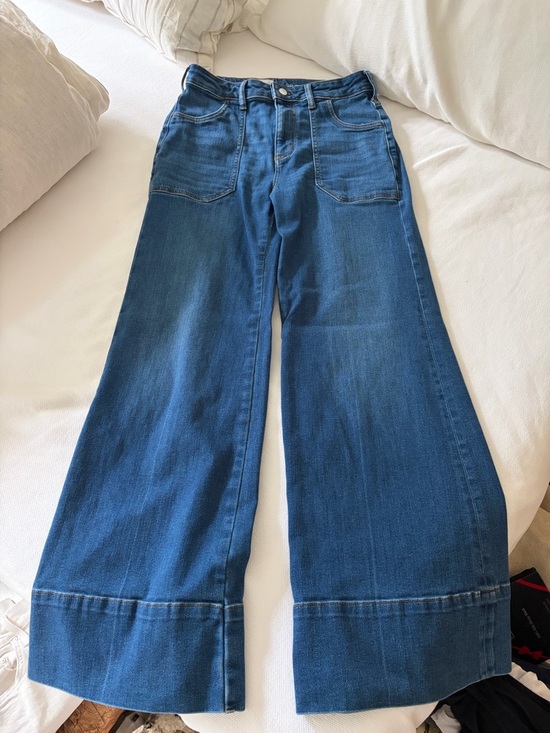 Pilcro Denim - Pilcro Wide-Leg Jeans in Deep Blue Denim